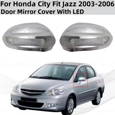 Car Chrome Rearview Accessories Plated Side Mirror Cover With LED Trim Paste Style For Honda City Fi