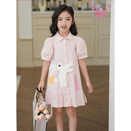 Baby girl dress, Shirt dress, Cartoon rabbit pattern, Sweet and cute, For 3-8 year olds, Chic Baby G