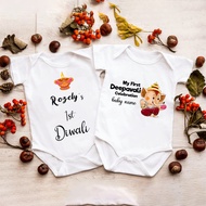 Custom Diwali Baby Clothes First Deepavali Party Outfit Boy Girl Baby Romper Infant Cotton Jumpsuit 屠妖节排灯节哈衣 Newborn Gift