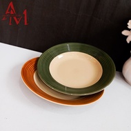 HIJAU LUCKY 8 STRIPES GREEN PLATE (6058) & LUCKY 8 STRIPES BROWN PLATE (6057) + FREE BUBBLE WRAP