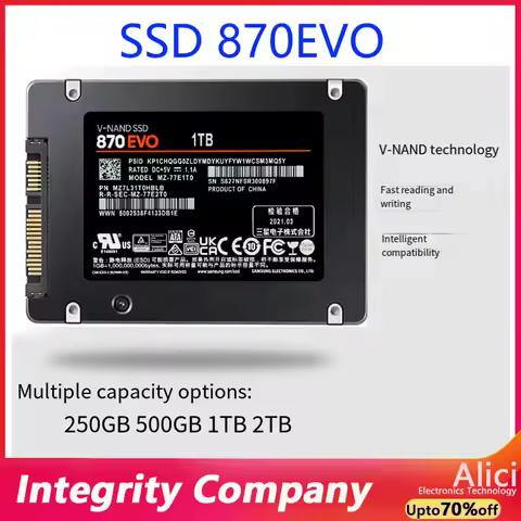Original FOR Samsung 870EVO high-speed SSD 250GB 500G 1T 2T notebook and desktop computer storage