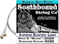 Electric "Light" 4-String Cigar Box Guitar Strings - Open G/Open D/Standard Tunings