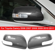 For Toyota Camry 2006-2011 Car Rearview Side Mirror Cover Wing Cap Exterior Sticker Door Rear View Case Trim Carbon Fiber Style