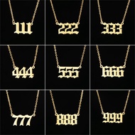 Stainless Steel Angel Number Lucky Numbers Necklaces 111 222 333 444 555 777 888 999 666 000 Pendant