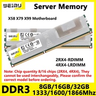 หน่วยความจำเซิร์ฟเวอร์ DDR3 Ram 4GB 8GB 16GB 32GB 64GB PC3 1333 1600 1866Mhz 1.5v 240Pin เสื้อระบายค