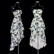 Floral bodycon dress with fishtail dip D-1030