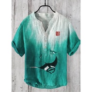 3D digital Hawaiian linen printed men's shirt EOVB