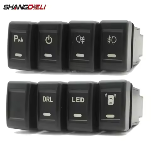 1PC LED DRL Light Radar Power On Off Camera Rearview Mirror Front Rear Fog Lamp Switch Button With W