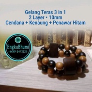 GELANG TERAPI 3 TERAS KAYU CENDANA, KENAUNG, PENAWAR HITAM