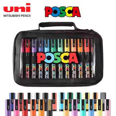 UNI Posca Marker Paint Pen Set Acrylic Plumones PC-1/3/5M/8/17K,7-15 Colors POP Paint Pen/Poster Pen