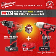 MILWAUKEE M12 FPD-602C FUEL™ Percussion Drill With M12 BID-0 Hex Impact Driver COMBO Set