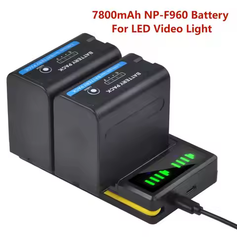 DuraPro 7800mAh NP-F970 NP-F960 NP F980 F970 F960 Battery with Power Indicator + Charger for NP-F LE