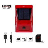 DAYTECH Solar Alarm Strobe Siren Light with Motion Detector Sensor 129db Sound Loud Siren Waterproof