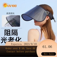 NEW UV100UV100Sun Hat Female UV Protection Hat Windproof Sun Hat Outdoor Sun Hat22429 Dark night black O8F2