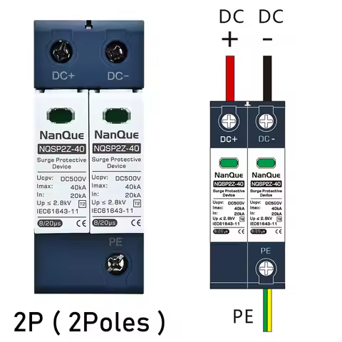 DC SPD 100V 250V 500V 800V 1000V Surge Arrester Protective Lightning Protector 20KA 40KA 60KA New En