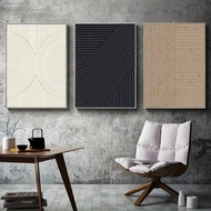 3 PiecesSet Minimalist Abstract Canvas Wall Art, Modern Unframed Boho Geometric Prints For Living Ro