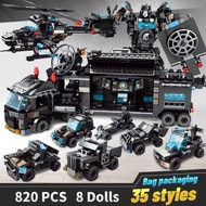 820Pcs Police ☍ Station Building Compatible LEGO City SWAT Team Truck Blocks