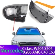 for Mercedes-Benz C-Class C Class W206 S206 X206 AMG C43 C63 C 43 63 Rear View Mirrors Case Trim Hol