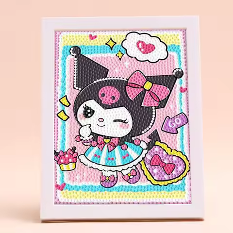 Sanrio Lolita Kuromi Crystal Full Diamond Decorative Painting 5D DIY Cross Embroidery Kit Children's