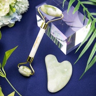 天然水晶玉石美容滾輪按摩棒+刮痧板/眼臉部穴道按摩器/岫岩玉