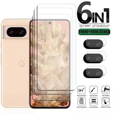 6-in-1 For Google Pixel 8 Glass For Google Pixel 8 Tempered Glass 9H HD Clear Film Screen Protector 