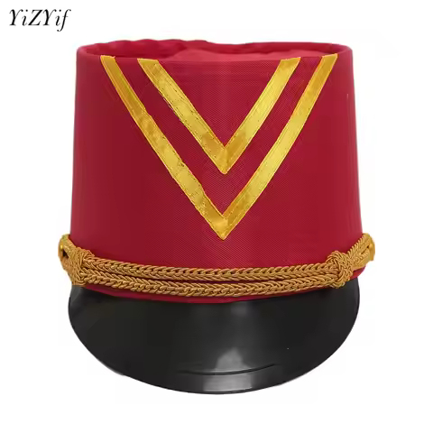 Kids Hat Majorette Master Soldier Band Hat Cape Costume for Men Women Halloween Costume Masquerade C