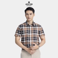 Aristino Business Men's Regular Fit Plaid Short Sleeve Shirt 1SS012AZ