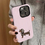 Iphone18pro Phone Case.Headscarf Striped Dachshund Dog Apple 17 Phone Case iPhone16p Film 2 in 1 15 