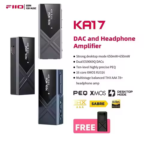 FiiO KA17 Portable USB DAC Dual ES9069Q Audio HiFi Decoder PCM768 DSD512 3.5/4.4mm Output for Androi