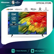 Hisense 43 inch - 43E6K 4K Vidaa U5 system - Smart TV UHD - Bezelless Design - Dolby Audio -  Youtub