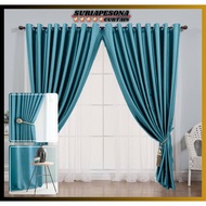 Y3 Ready Stock! Langsir Corak Kain Tebal Curtain Blackout UV Protection (JENIS RING/ Eyelet) Curtain COLOR Turquoise