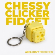 GANTUNGAN KTMSTORE Cheesy Clicker Fidget Keychain Mechanical Keyboard Keycap Cheese 3D ASMR Clicky