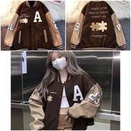 Puzzle women's baseball jacket/mocha varsity baseball jacket mocca women's jacket