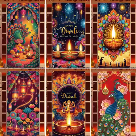 Diwali Decoration Party Background Indian Diwali Peacock Candle Party Supplies Door Decoration Festi