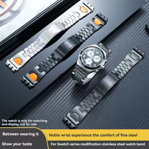 Swatch strap yvs413 men's watch accessory, For Swatch YVS423 419 413 420 convex stainless steel watc