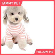 Small Dog Pajamas Stripe Pattern Dog Jumpsuit 4 Legged PJS Soft Cotton Summer Spring Cat Costume Pup