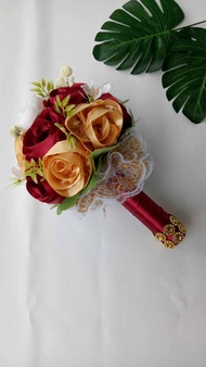 Buket Bunga Milano 02 - Hand Bouquet - Bunga Palsu - Wedding Aksesories - Bunga Tangan Pengantin Satin - Hand Bucket Bunga