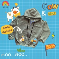 Jacket Zipper Pocket Anak Ula Kids 1 - 6 Tahun Cow And Chick