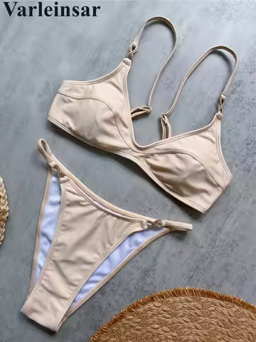 10 Colors V Neck Rhinestones Bikini Female Swimsuit Women Swimwear Two-Pieces Bikini Set Padded Bath