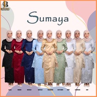 🆕️ Baju Kurung Pahang Tunang Nikah SUMAYA : Kurung Moden Border Lace Satin Duchess Putih Hitam Plus 