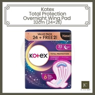 Kotex Total Protection Overnight Wing Pad 32cm (24s+2s)