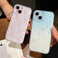 Gradient Blue Stars Pink Lily Flower Casing For IPhone XR 11 12 13 14 15 Pro 14 15 Plus I11 I12 I13 