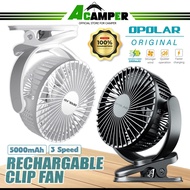 OPOLAR Portable Fan Rechargeable USB Fan Kipas Khemah Mini Camping Fan Rechargeable USB Cooling Table Fan 3Speed 5000mAh