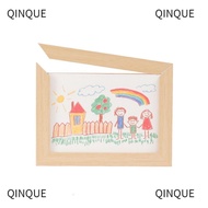 QINJUE Wooden Kids Art Frame, Rotatable Wall Decoration Photo Frame, Creative Memorial Changeable Fa