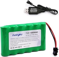 Nvizyeu 7.2 V battery, 1500 mAh NiMh battery pack, rechargeable batteries AAA, SM 2P plug, suitable 