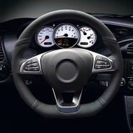 Hand-stitched Black Artificial Leather Car Steering Wheel Cover for Mercedes-Benz C200 C250 C300 B25