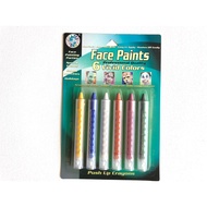 Face Paint Vivid Face Paint Push-Up Crayons 6/Pkg