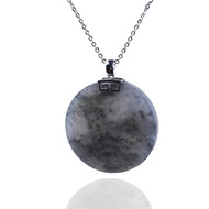 【平安無事】冰種烏雞無事圓牌18K金墜頭 | 天然緬甸玉A貨 | 送禮