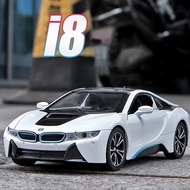 1:24 BMW I8 Supercar Alloy Car Diecasts & Toy Vehicles Car Model Sound and light Pull back Car Toys 