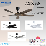 ALPHA Alkova - AXIS 42 Inch 48 Inch 56 Inch DC Motor Ceiling Fan with 5 Blades (8 Speed Remote)